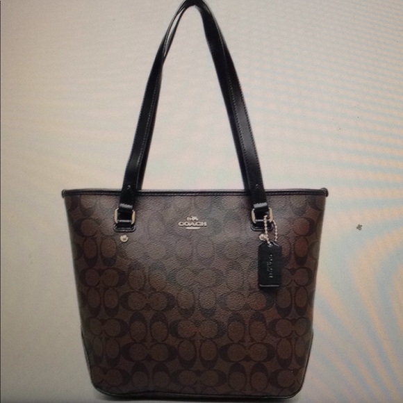 New Authentic Coach Leather Coach City Zip Tote